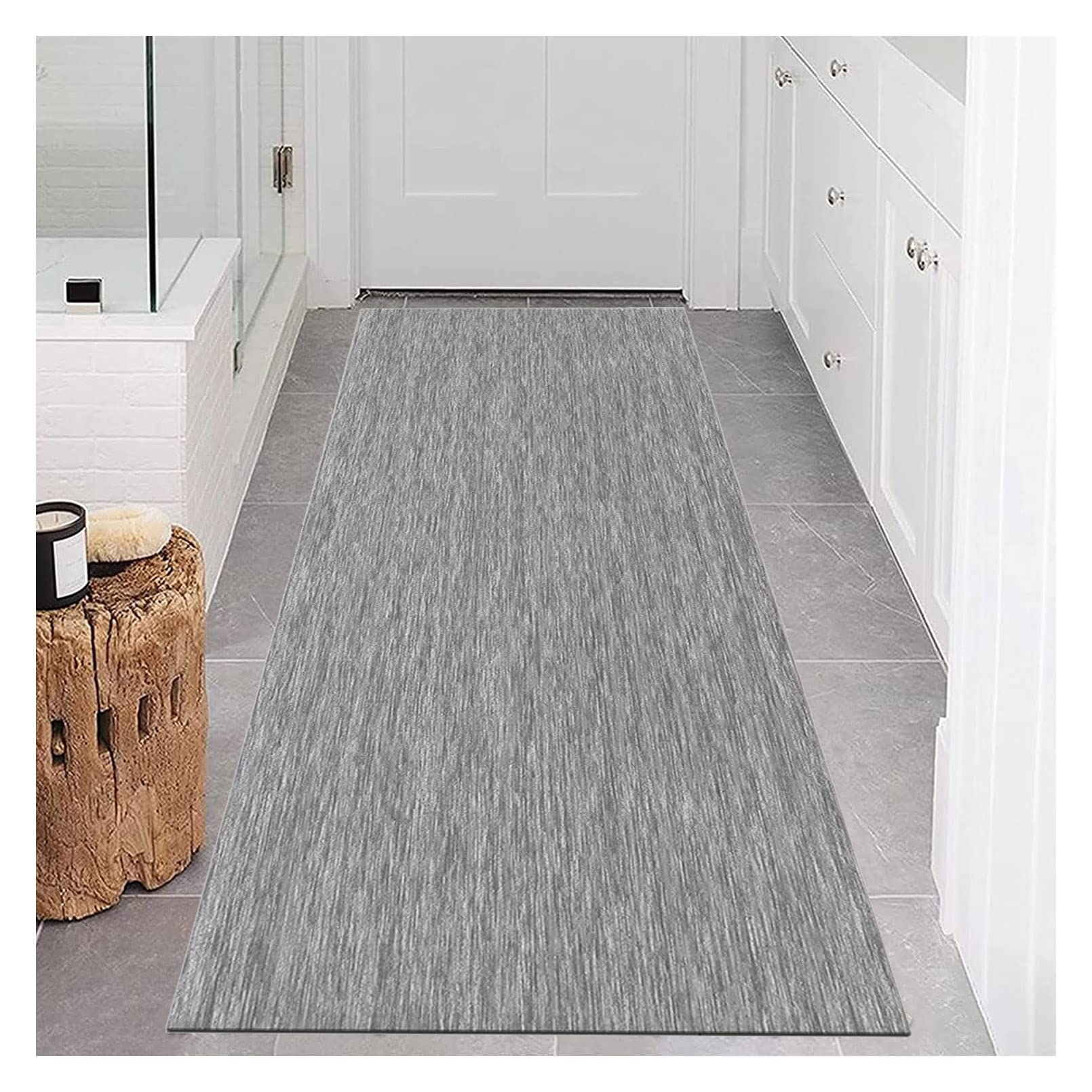 Tapis antidérapant salon gris pour éviter les glissades et lavable