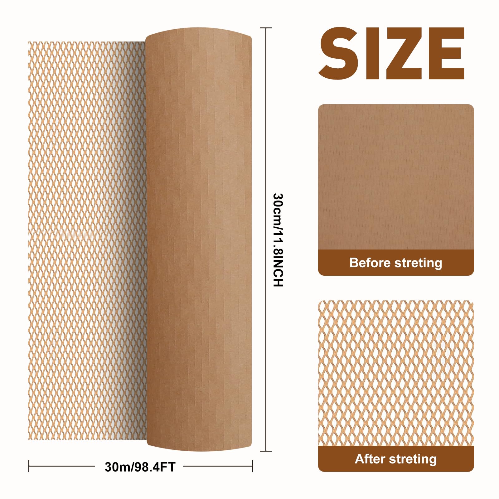 HAKZEON Rouleau de papier d'emballage en nid d'abeille rose de 30 cm x 50 m, rouleau de papier d'emballage en nid d'abeille pour déménagement, emballage de maison cassable