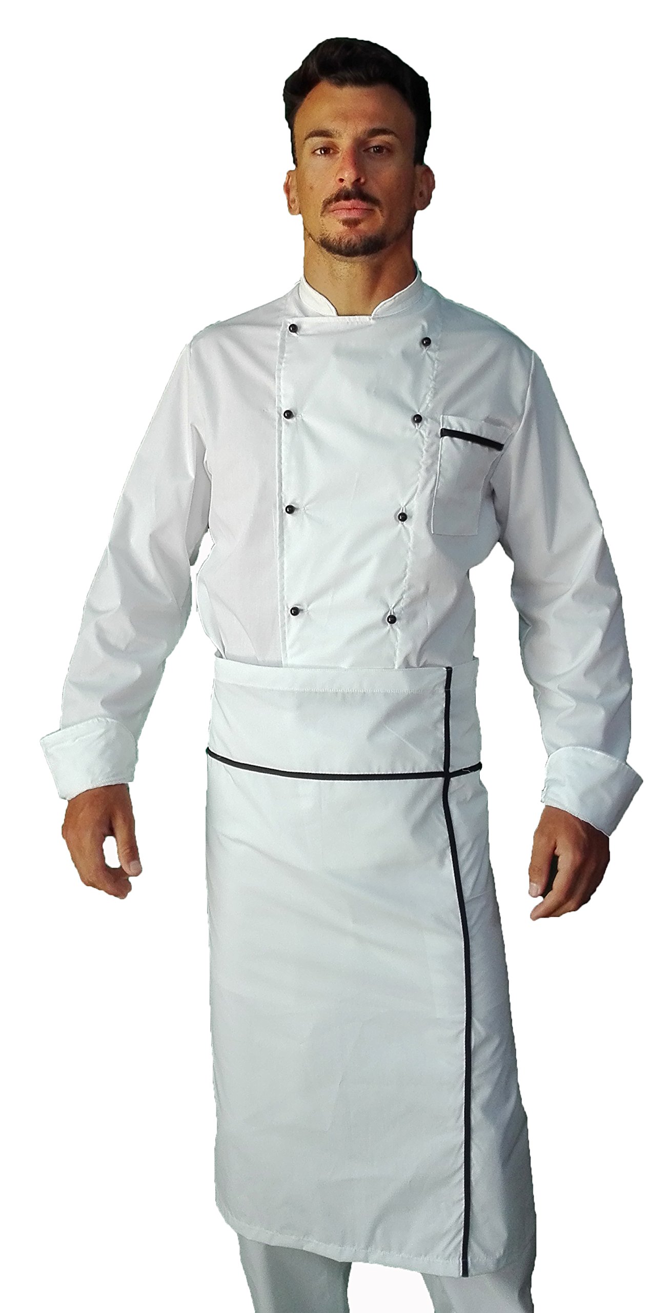 Bordado gratuito – Uniforme de cocina para cocinero y chef – Pantalón, chaqueta y delantal – Fabricado en Italia