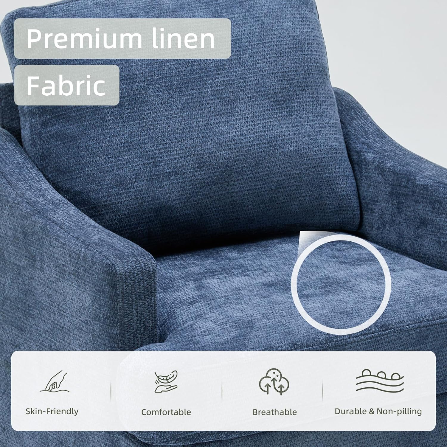 Mid-Century Modern Accent Chair,Blue Armchair, Comfy Living Room Chairs,Sofa Chair for Bedroom, Apartment, Studio, Waiting Room, Ideal as Readingchair with Plastic Legs