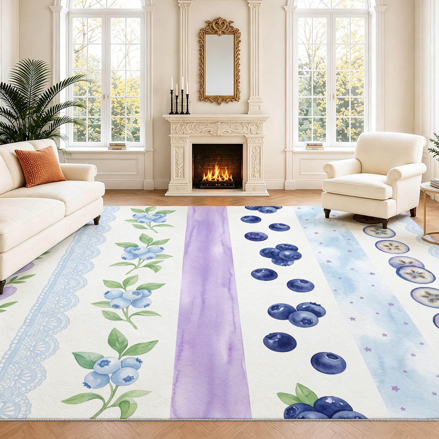 Tapis de Aquarelle Doux Frais Salon Lavable en Machine 140 x 200 cm