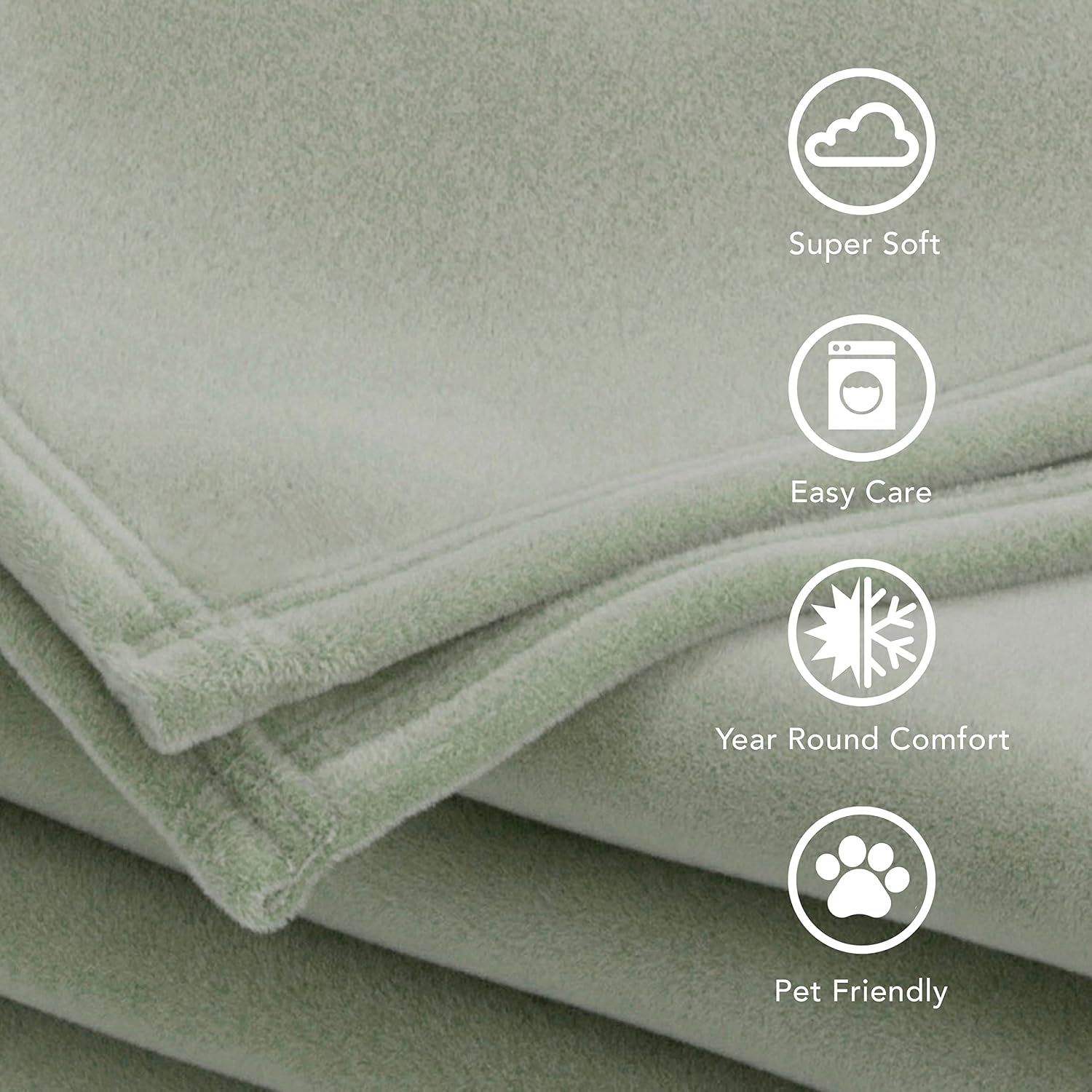 Vellux 1B07052 Original Insulating Core Hotel Style Solid Blanket Machine Washable Soft Cozy Warm Thermal Durable Pet Friendly All Seasons Layering Bed Sofa Blankets, Twin, Green