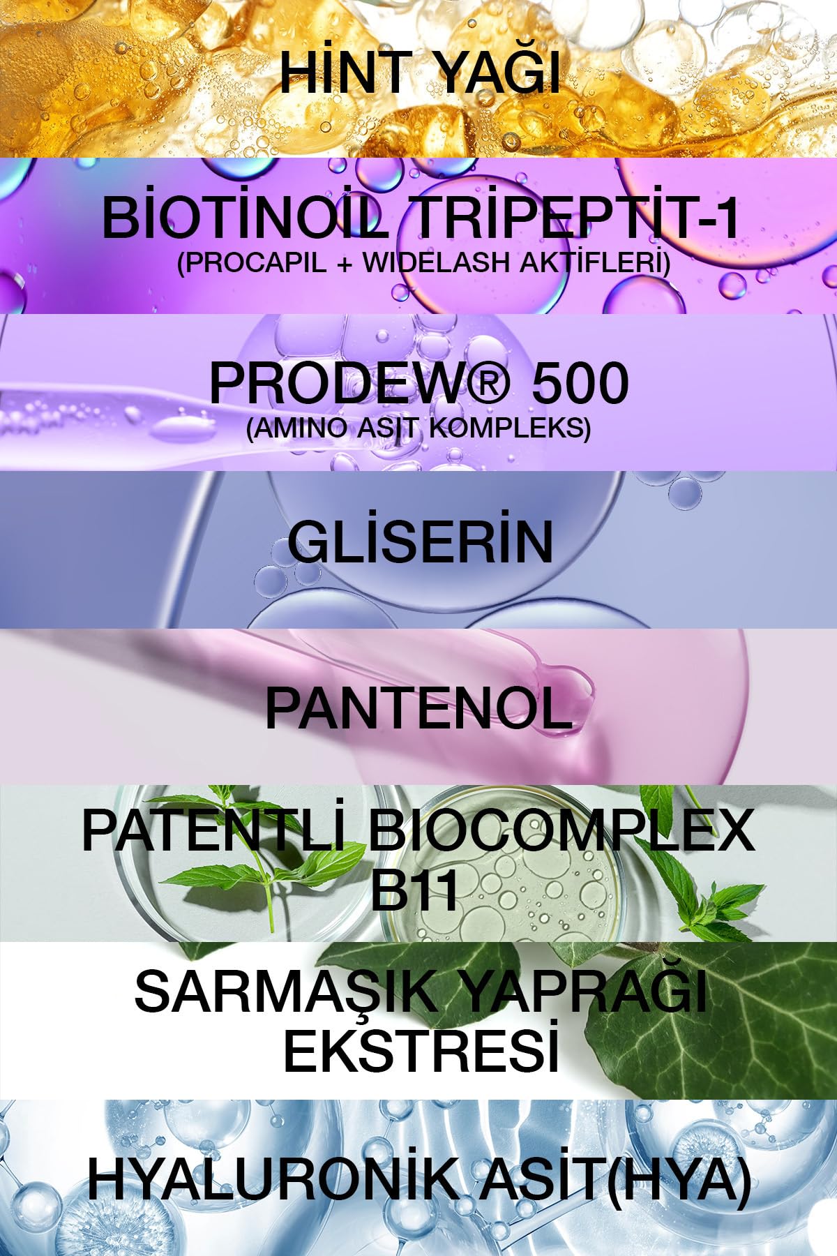 Bioxcin Kaş ve Kirpik Serumu, Kolajen, Hyaluronik Asit, Hint Yağı, Keratin Peptidleri, 6 Adet