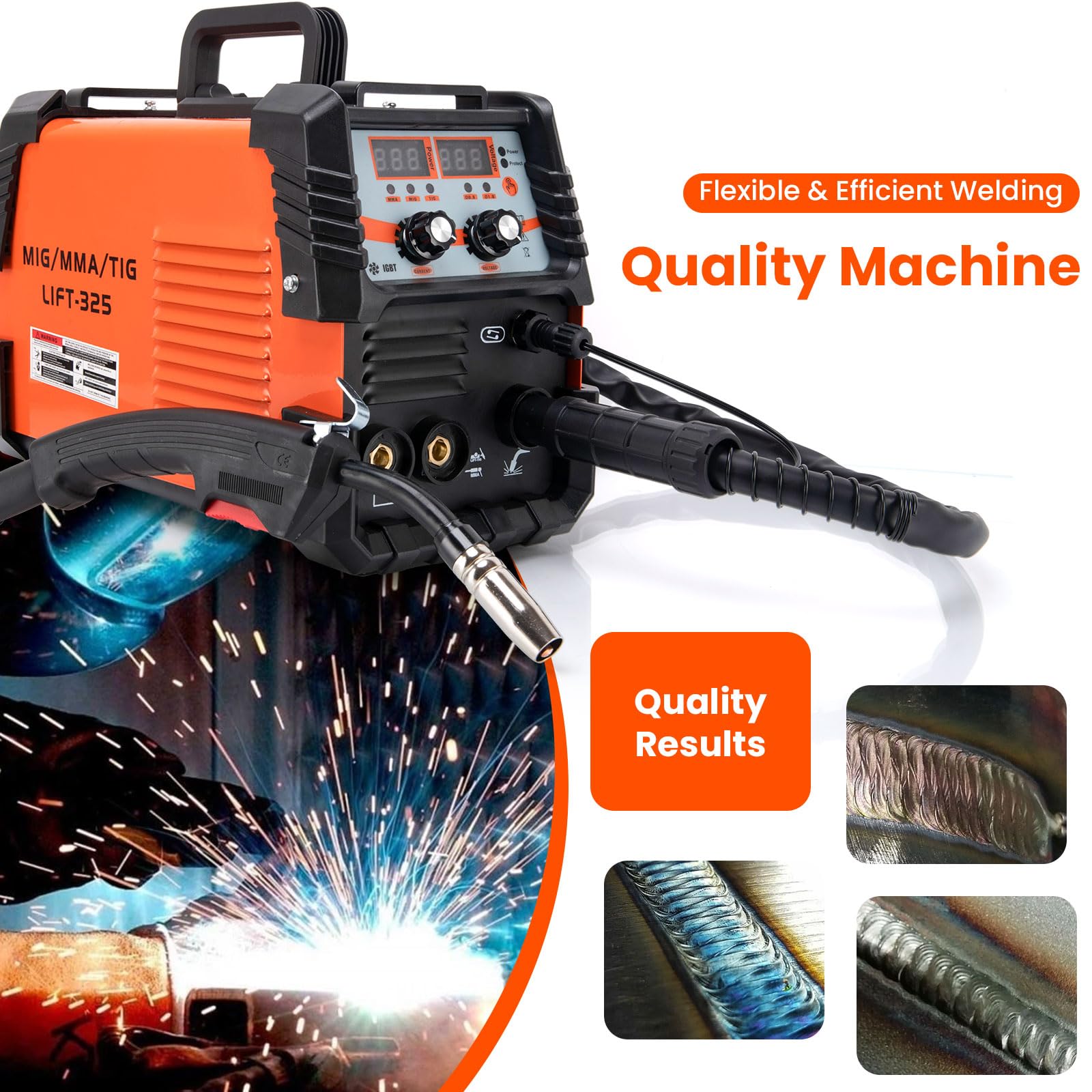 Snapklik.com : 135A MIG Welder,110V Flux Core MIG Welder/Lift TIG/Stick ...