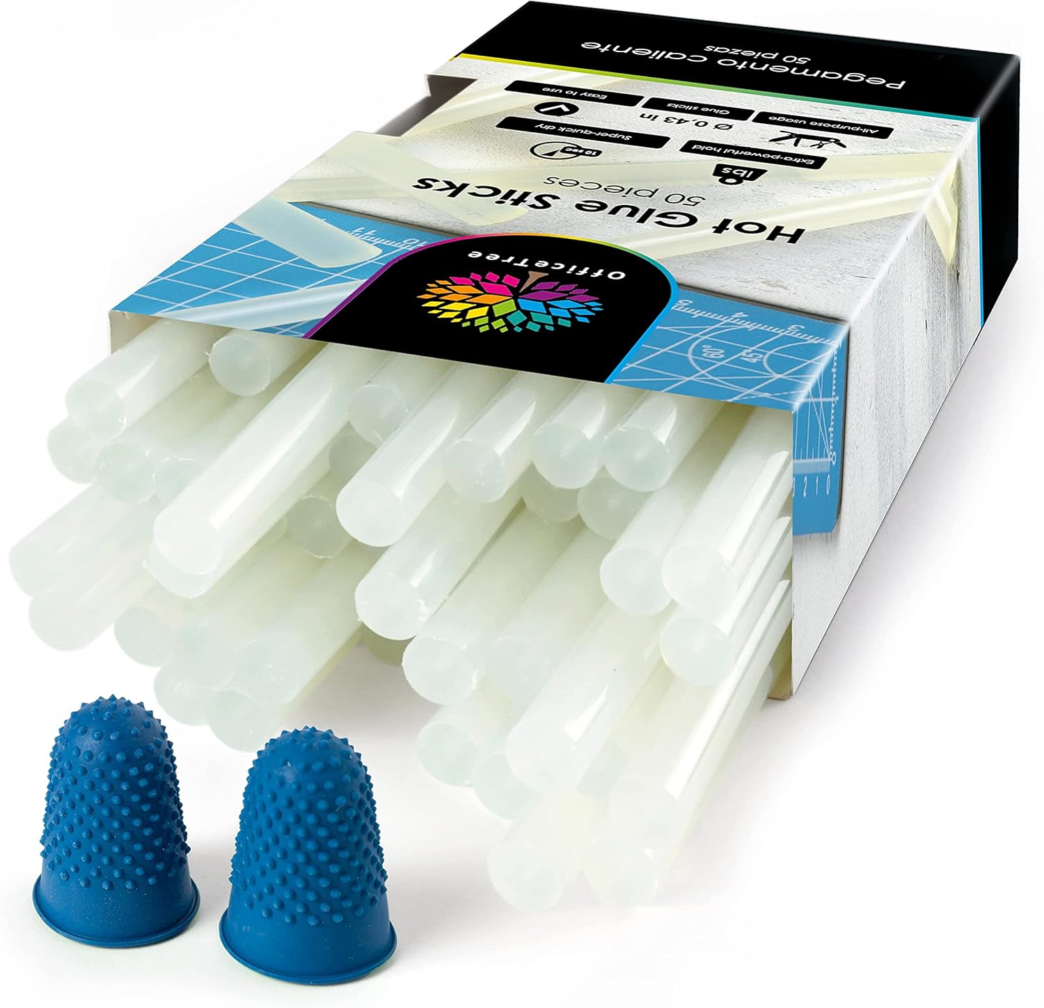 OfficeTree 50 x Hot Glue Sticks - 8“ Long x 0.43“ Diameter - Extra-Powerful Glue Gun Sticks - For Standard Hot Glue Guns - Transparent - Quick-Drying - Gluestick Pack : Arts, Crafts & Sewing