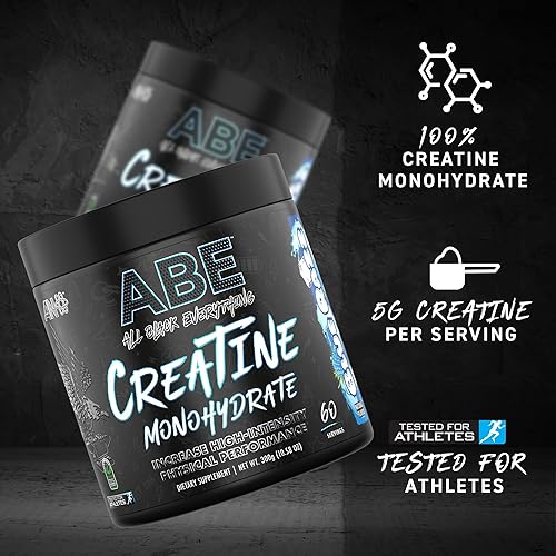 Miniatura 5 de All Black Everything - Monohidrato de creatina  60 porciones  Blue Razz  Polvo de aminoácidos micronizados  Apoya los músculos  Energía celular