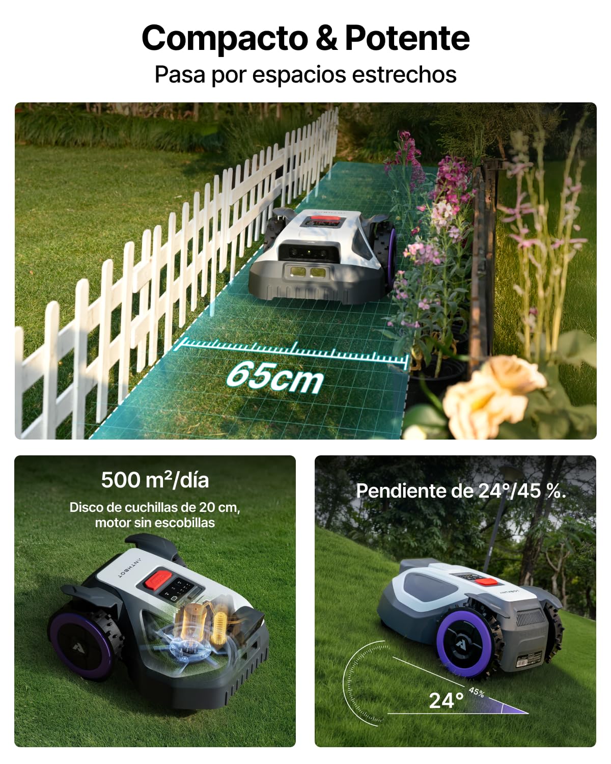 ANTHBOT M9 Cortacésped Robot Sin Cable Delimitador, 1000㎡，Nuevo Genio con Navegación NetRTK y Doble Visión, Evitación de Obstáculos IA, Control por Aplicación - Máx. 1200 m²