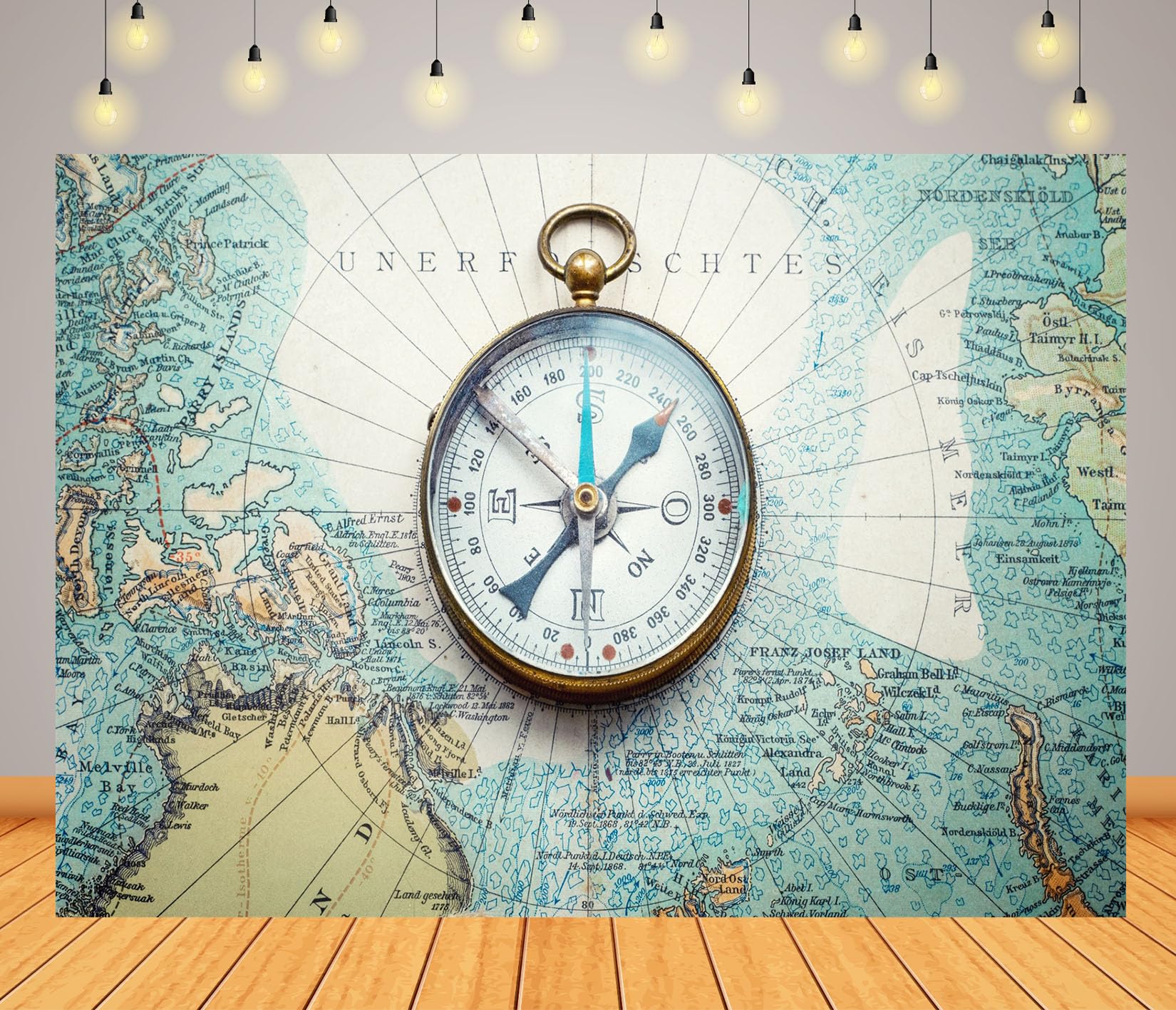8x8FT (2.5x2.5m) Mappa Del Mondo E Bussola Sfondo Fotografico