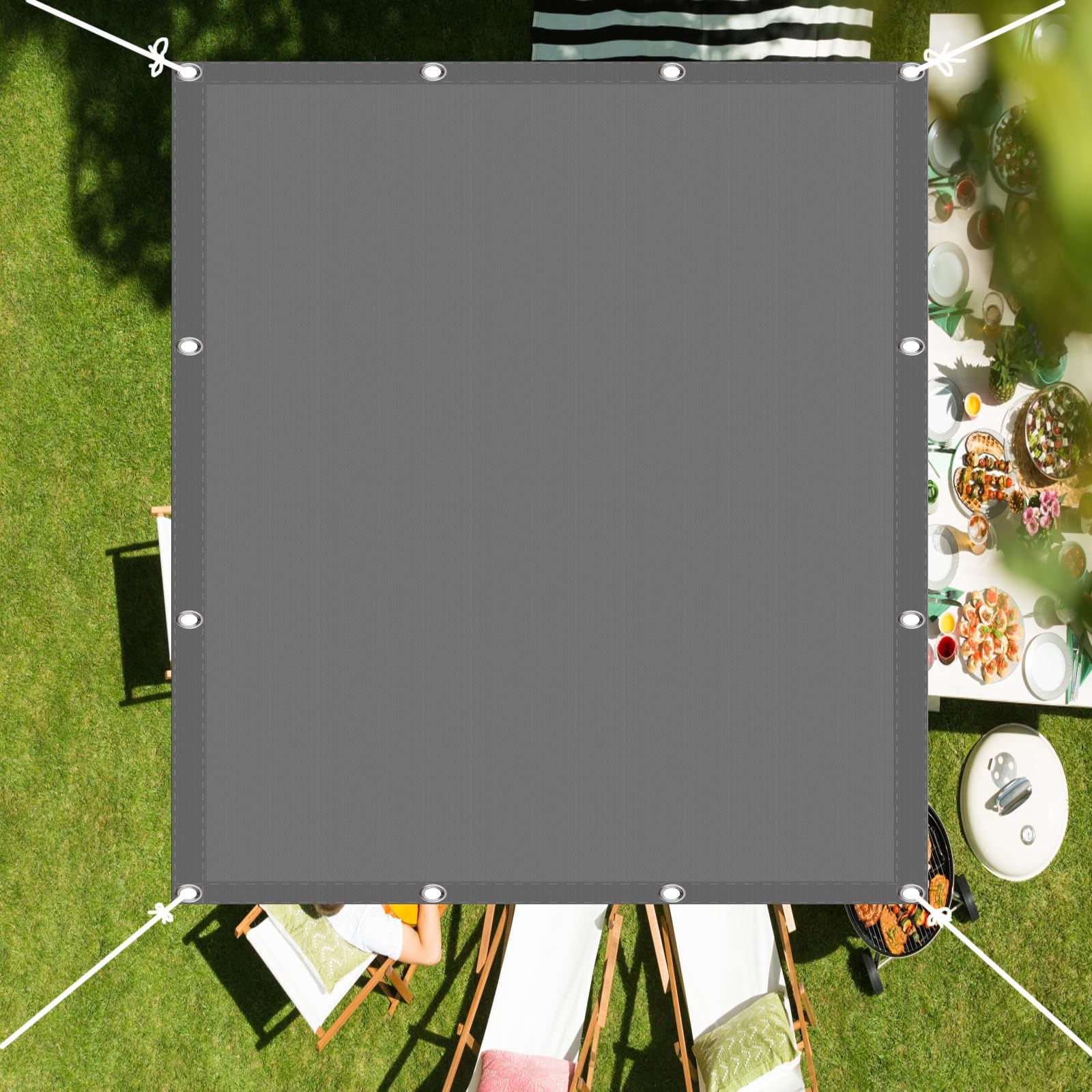 WQPMNYG Waterproof Rectangle Shade Sail 6x6.5m UV Block Awning Canopy for Outdoor Garden Patio Weather Resistant and Durable Light Grey Includes Free Rope