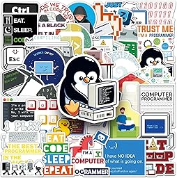 Programming Stickers for Water Bottles Laptop Computer Bicycle Refrigerator Helmet Scrapbook Luggage,50 PCS Programmers Hackers Engineers Waterproof Decals for Boys Girls Teens Adults