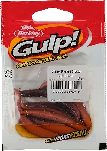 Miniatura 7 de Berkley Gulp! - Cebo de pesca sobre orugas pellizcado, Nightcrawler, 1 pulgada, aroma de ajo, dispersión de aroma extremo, perfil realista de