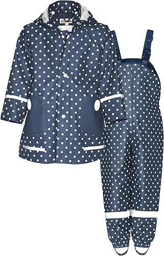 Playshoes Traje impermeable de dos piezas para barro, Puntos azules, 98 cm