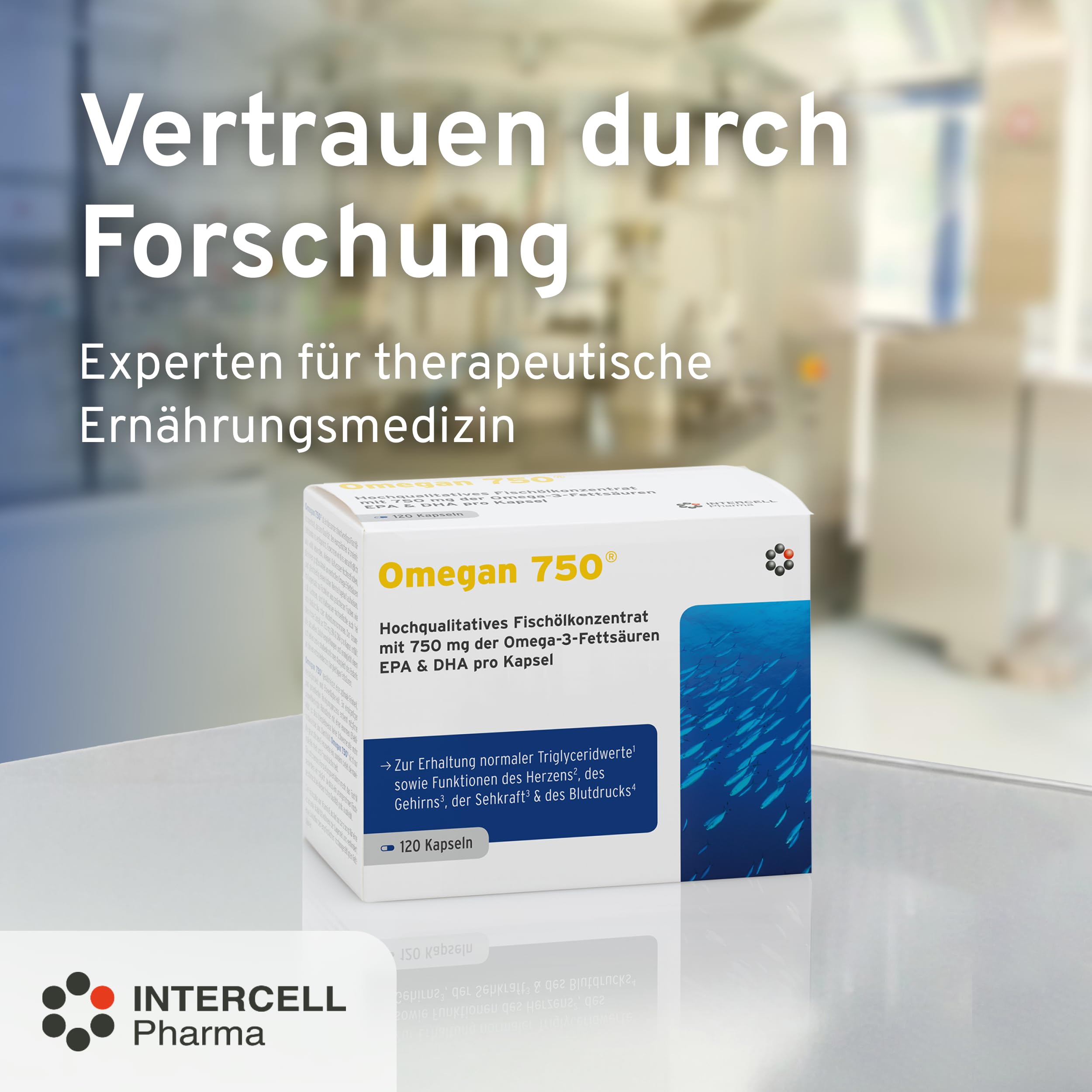 Omega 3 aus Fischöl frei von Antibiotika (120 Kapseln) - nachgewiesene Qualität nach EU-Arzneimittelstandard - 750 mg EPA & DHA pro Kapsel - patentiertes Destillationsverfahren entfernt Schadstoffe