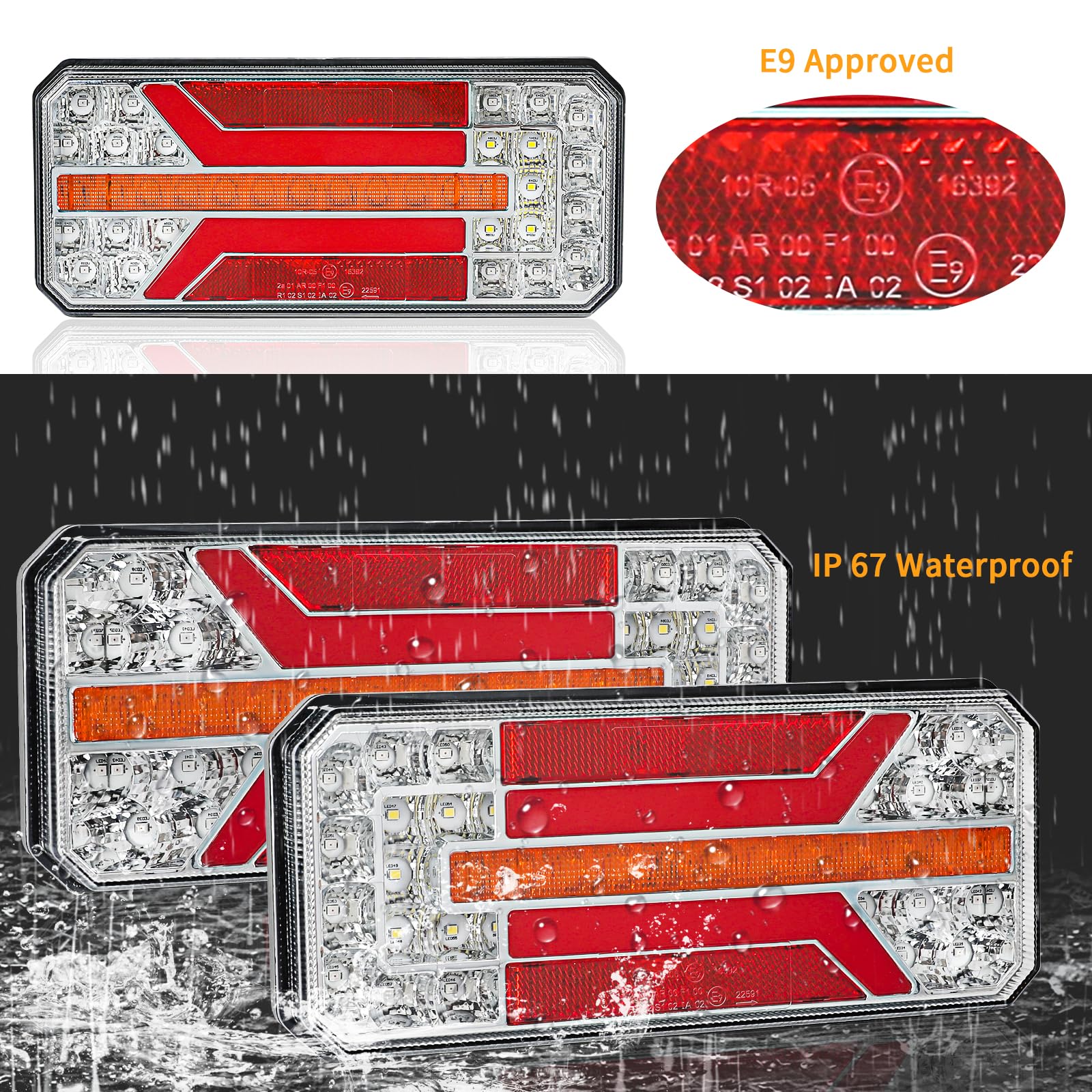 AOHEWEI 2 Stück Anhänger-Rücklichter, 12 V/24 V superhell wasserdicht Blinker Bremse Rückwärtsgang Nebelscheinwerfer Reflektorlampe für Anhänger, LKW, Wohnwagen, Van, Traktor