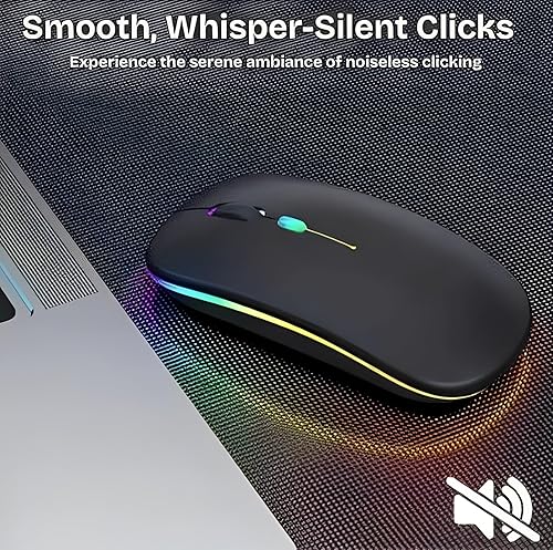 Miniatura 5 de Ratón mágico inalámbrico Bluetooth  Recargable, retroiluminación RGB delgada, receptor Nano USB tipo C de 2.4 GHz, conexión de modo dual para