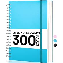 Yoment B5 College Ruled Spiral Notebook 7.3"x10.15" 300 Pages Journal, Lined Spiral Notebooks Thick 100GSM Paper Hardcover Writing Notebook for School, Work, Students, Women & Men. Blue