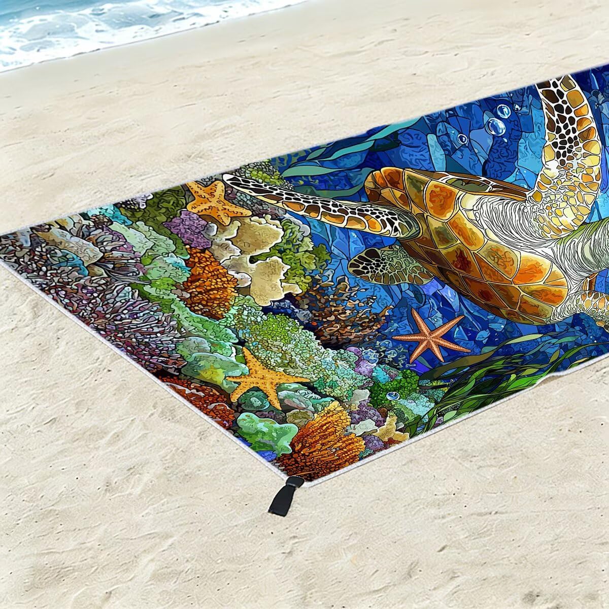 Telo Mare Microfibra, Telo Mare Grande 100x200cm 2 Pezzi, Asciugamano Palestra Donna Asciugatura Rapida, Antisabbia Asciugamano Microfibra, Leggero Asciugamani Palestra per Regalo (Tartaruga) -4444