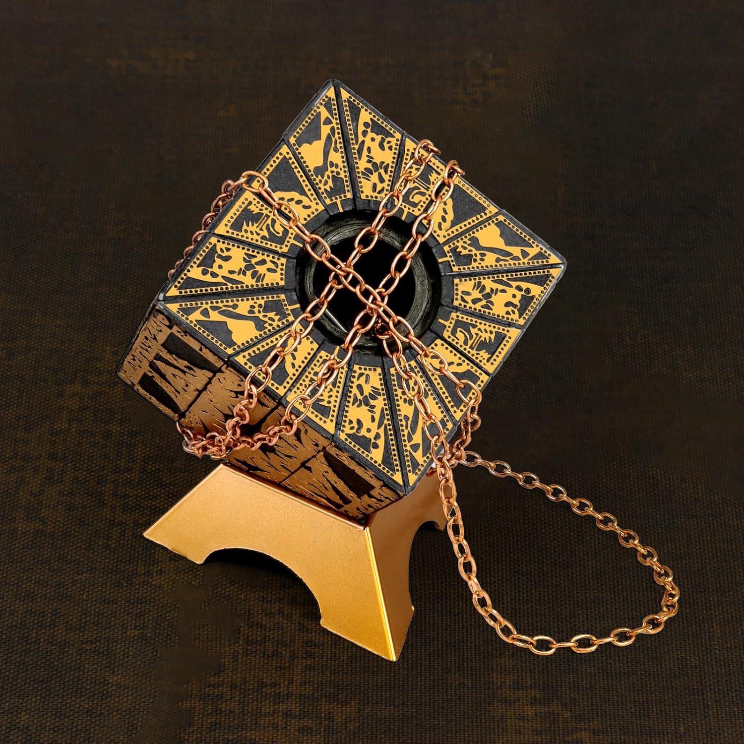 Hellraiser Puzzle Box - Accurate Lament Configuration with Functional Mechanical Lock, Detachable Puzzle Cube & Base - Premium Horror Prop Gift for Fans