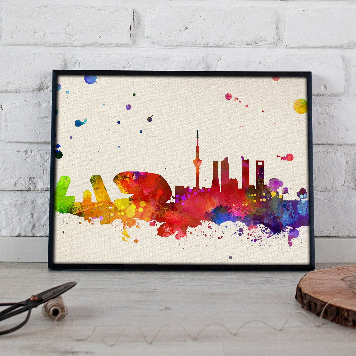 Nacnic City Art Madrid. Skyline Watercolor Style and Color explosion. Poster A3 size printed on 250 grams and inks. Home decor. Design the best price.