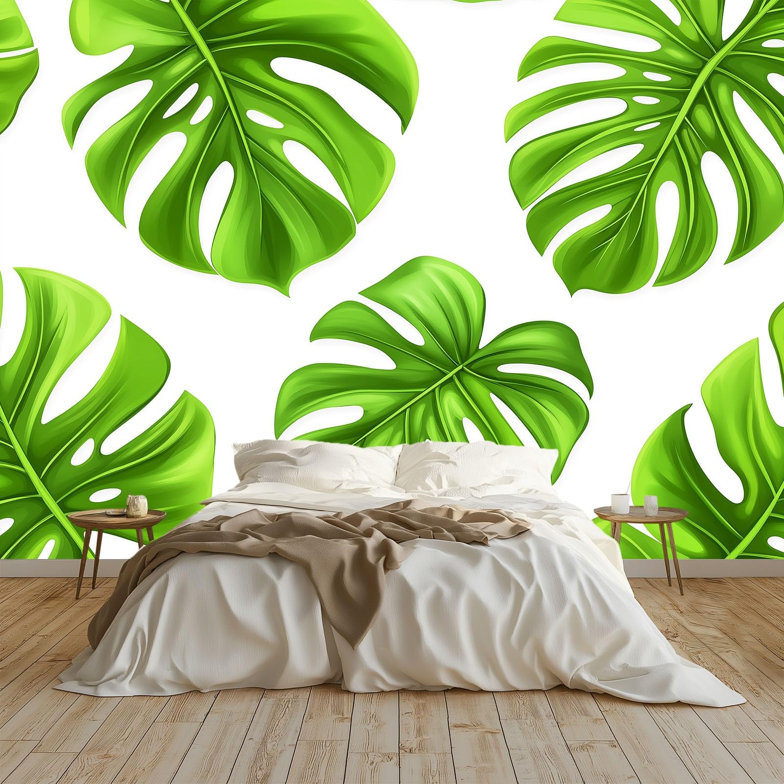 Fototapeta z włókniny, 350 x 256 cm, tropikalne liście, Monstera Deliciosa, tapeta na flizelinie, tapeta ścienna, efekt 3D, nowoczesna tapeta do salonu, malarstwa, pokoju dziecięcego, tło TV, tapeta z