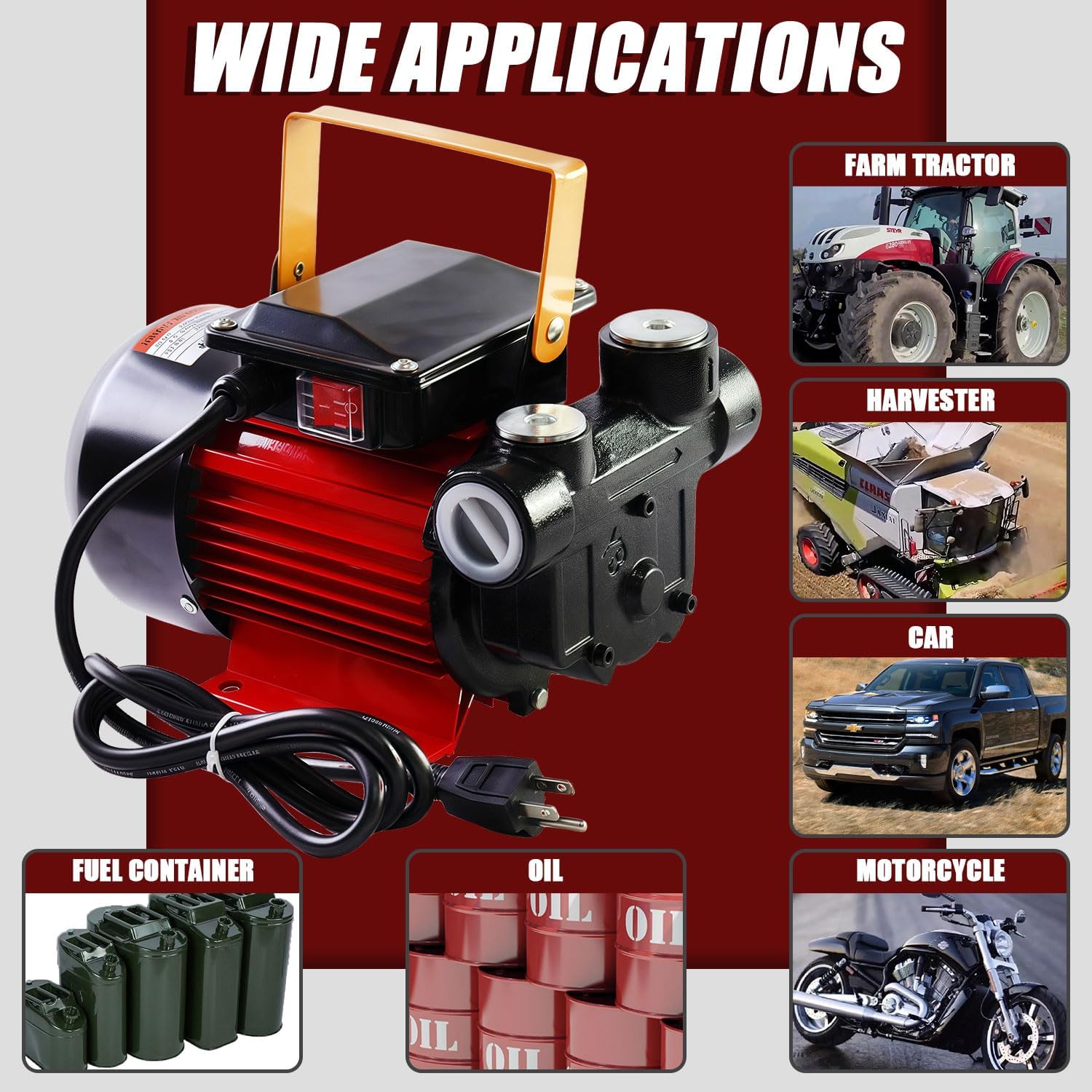 AC 110-120V 60HZ Electric Self-Priming Fuel Transfer Pump - 20GPM High Flow, Diesel Transfer Pump NPT Threads, Compatible with Diesel, Kerosene, Biodiesel,Oil