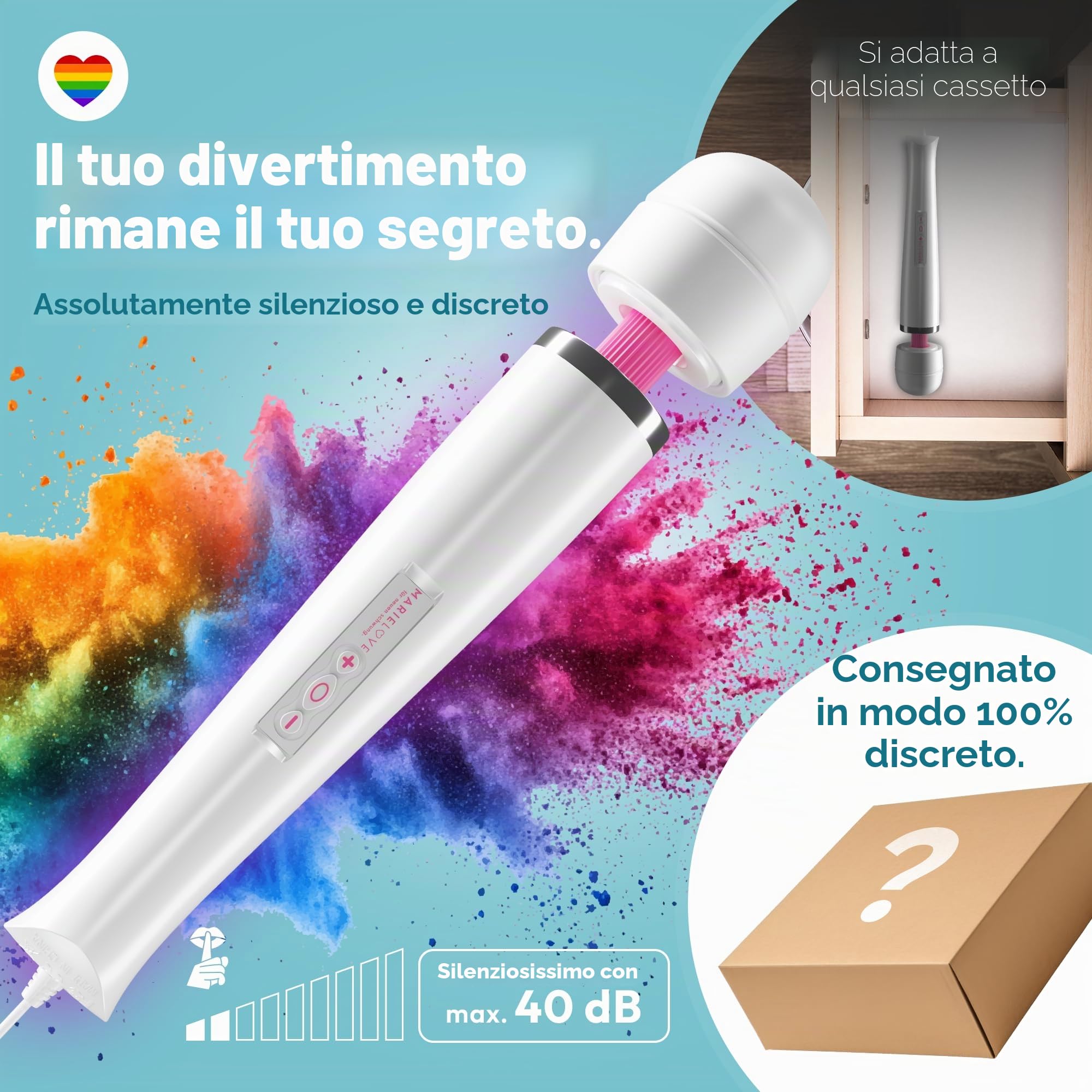 MARIELOVE Magic Wand Massaggiatore – Massaggiatore ad alte prestazioni a rete | 20 livelli | Forte vibrazione e testa flessibile in silicone | ideale per rilassamento muscolare, massaggio al collo