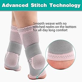 INDEEMAX Ankle Brace for Sprained Ankle Compression Sleeve, 2 Pack Copper Infused Ankle Support Brace for Women & Men, Plantar Fasciitis Relief Achilles Tendonitis, Sports Running, Pink Silver, XL