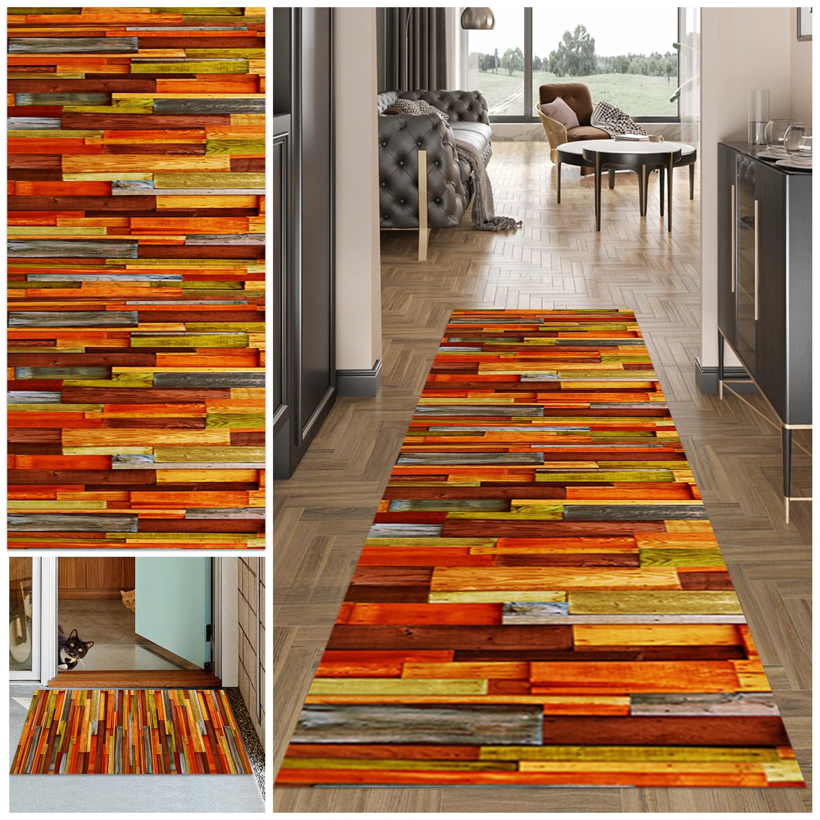 Carpet Runners for Hallways 90 x 220 cm Non Slip Carpet Runner Absorbent Carpet Floor Mat Machine Washable Kitchen Runner Rug Long Hallway Hall Runner Narrow Rugs Area Rug Runner Rug for Hallway