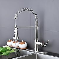 Vista 5 de Kitchen Sink Faucet with Pull Down Sprayer,Brushed Nickel Kitchen Faucet Spring Gooseneck Faucet Pull Out,Single Handle High Arc Kitchen Sink Faucet
