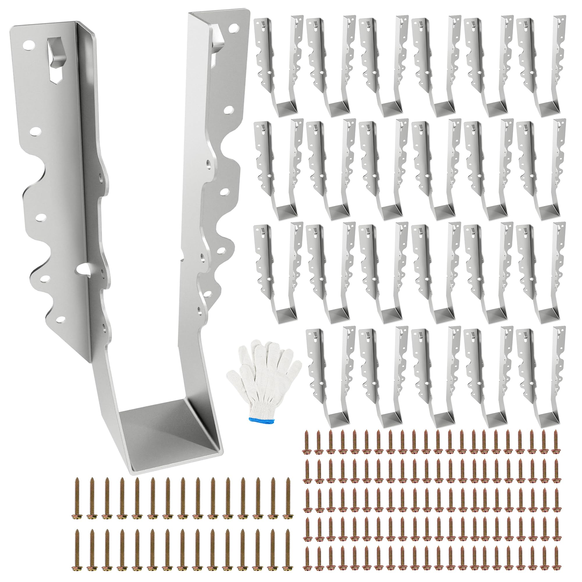 Confezione da 25 ganci per travetti con viti, staffe zincate per legno, legami uragani per travi e connettori per ponte, per capannoni, fienili, portici, tralicci e travetti del soffitto