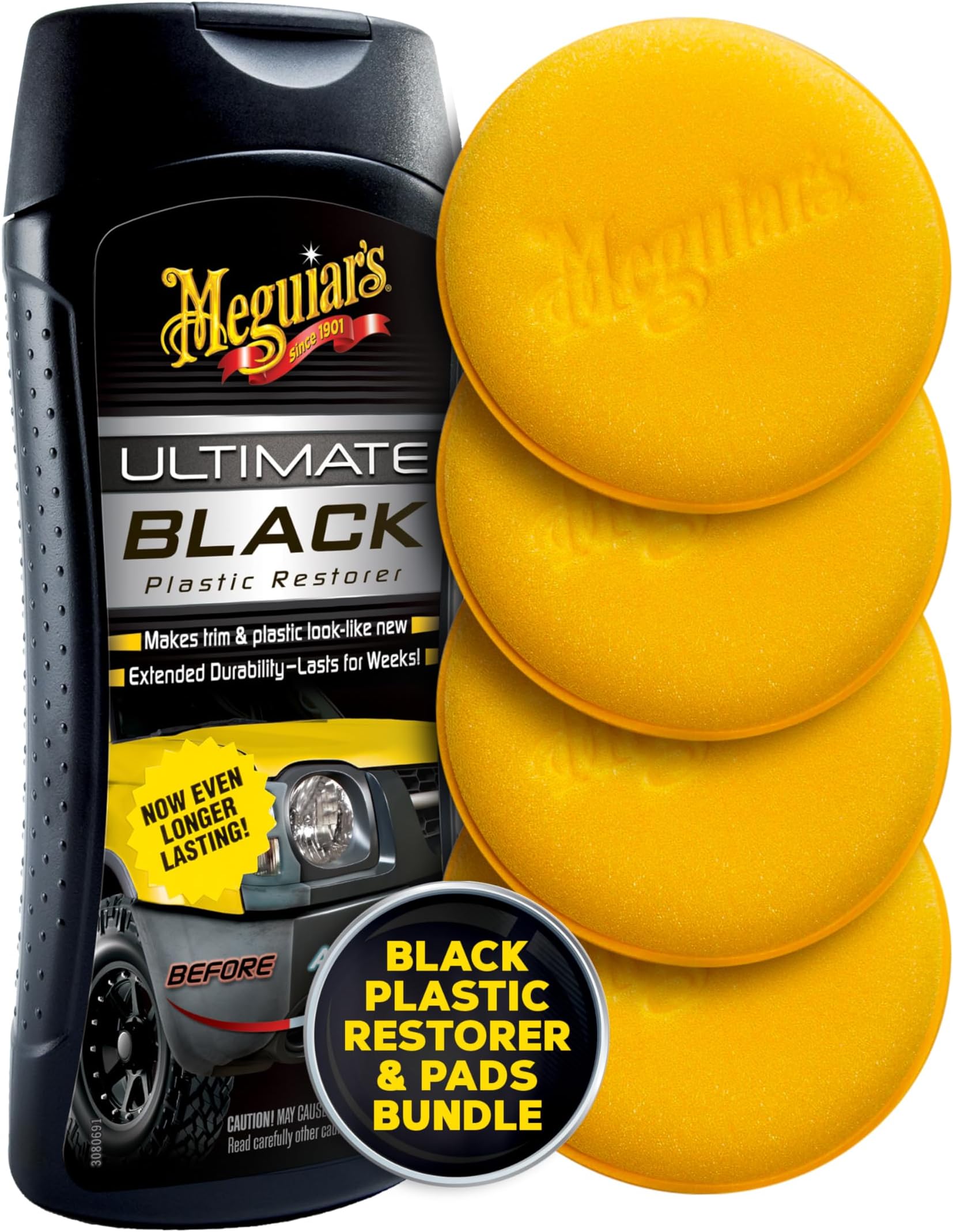 Meguiar's Ultimate Black Plastic Restorer 12 Oz & 4 Supreme