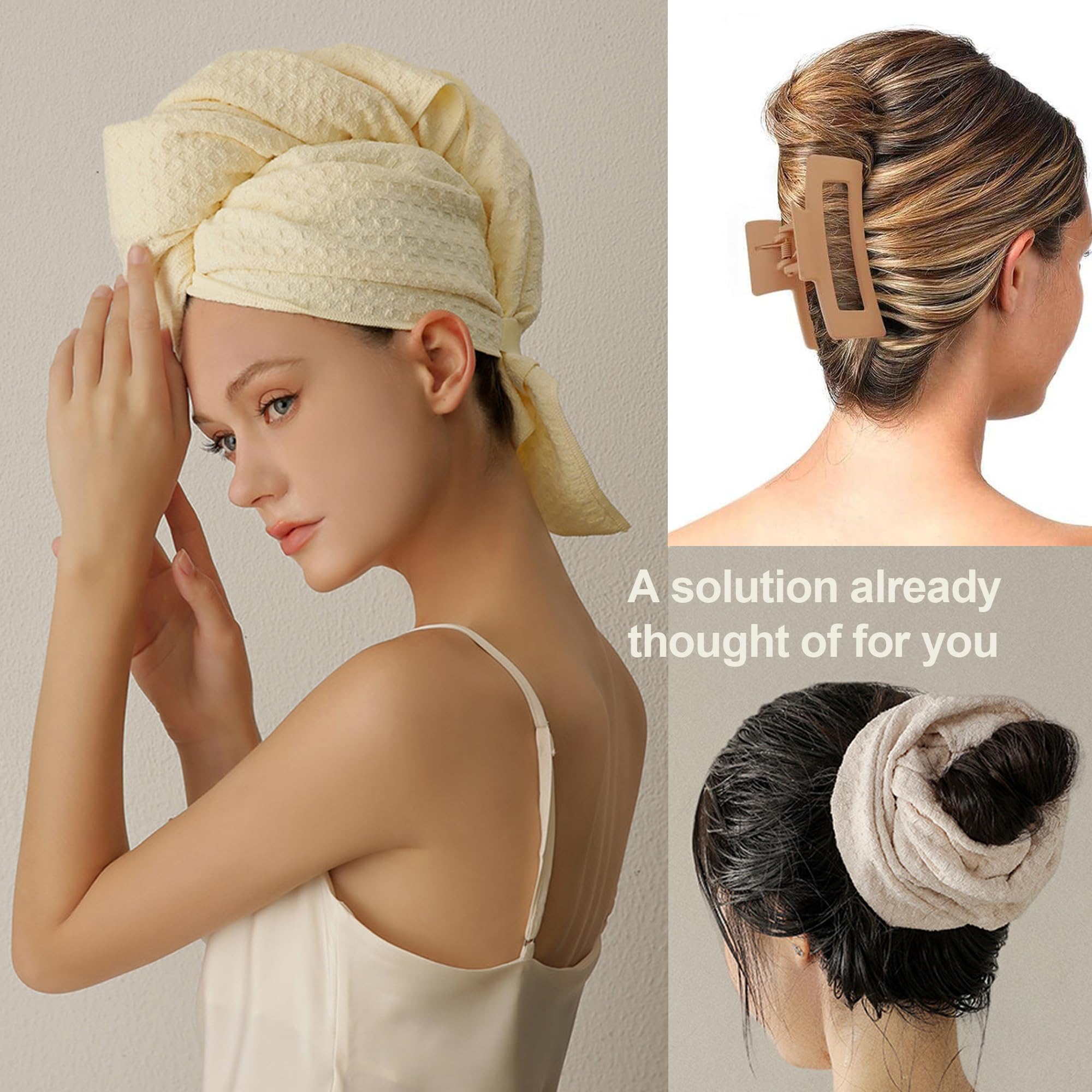 Turban do włosów szybkoschnący,Ręcznik do włosów z mikrofibry,Ręcznik do suszenia włosów,Oddająca powietrze mikrofibra,Zestaw pielęgnacyjny do domu,6 elementów,100x67 cm, (Złamana biel)