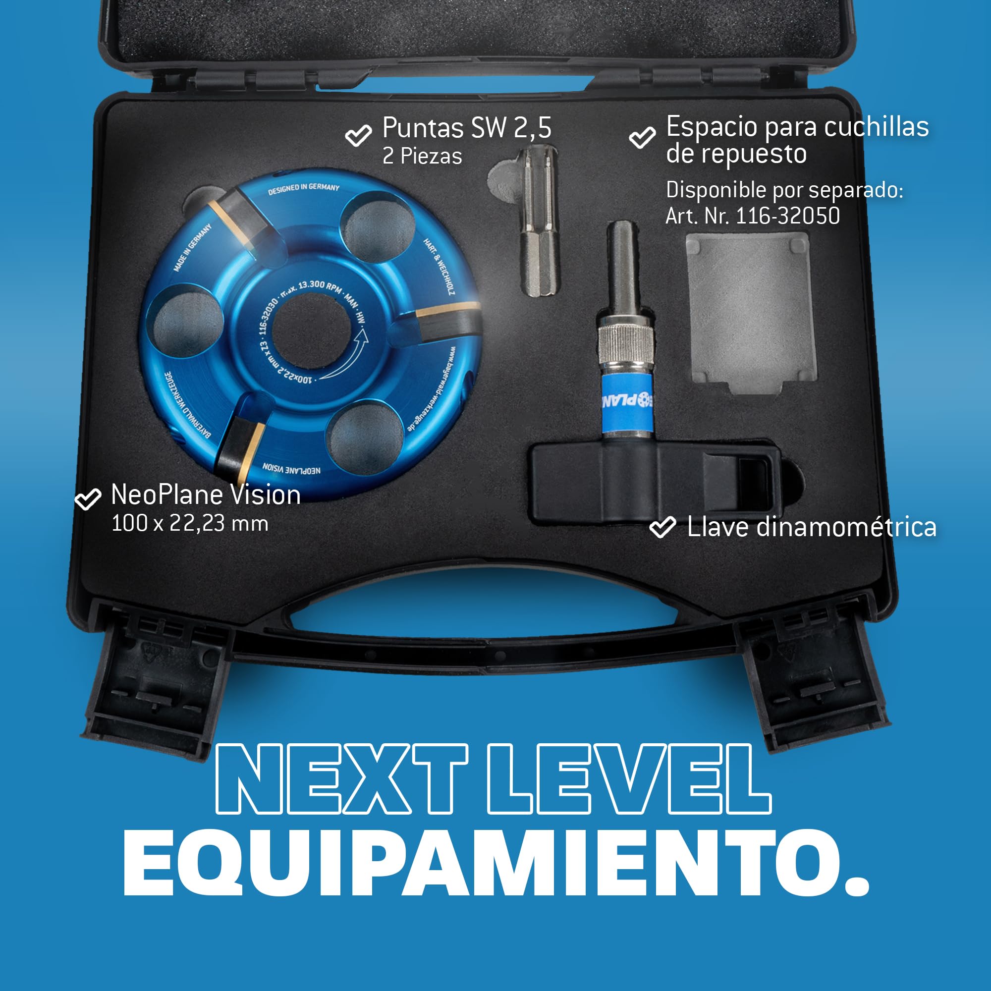 Bayerwald Werkzeuge NeoPlane - Disco de madera para amoladora angular - Disco madera Ø 100 mm - Dientes de carburo TiN intercambiables, larga vida útil