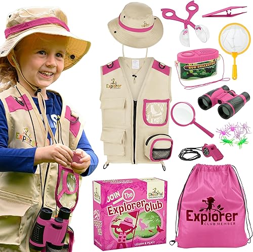 Kit de captura de insectos de alta calidad, kit de explorador de 19 piezas, kit de aventura para niños de 3 a 7 años, incluye chaleco de safari,