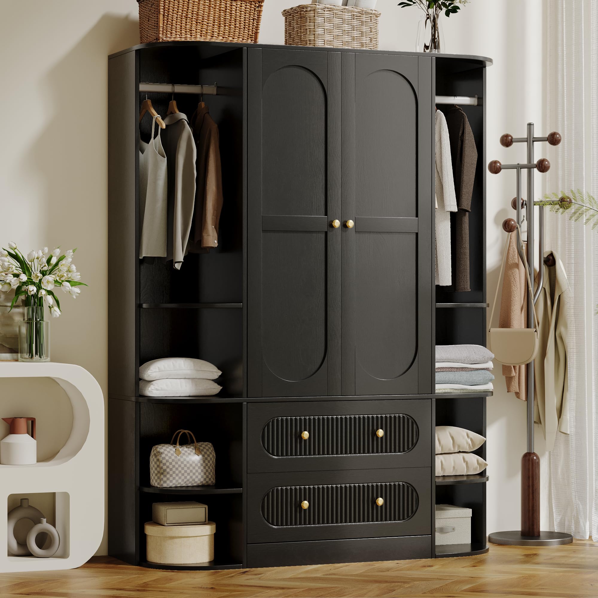 Amazon.com: TOKSOM 69” Fluted Large Capacity Storage Wardrobe