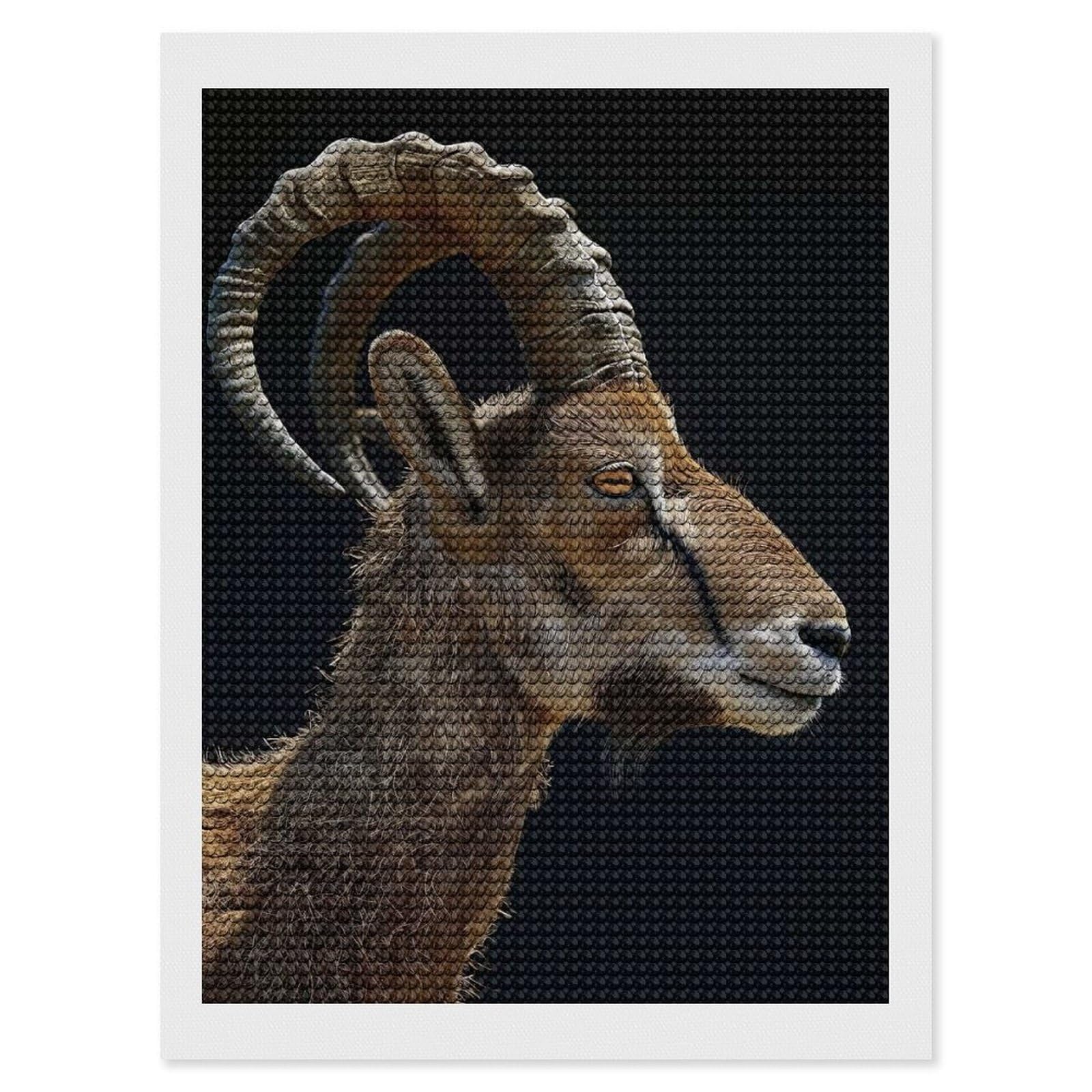 Junmoney Ibex Diamond Painting Canvas Kit 12"x16", Round Gems, Living Room Decor, Seasonal Gift Choice, Modern Decor