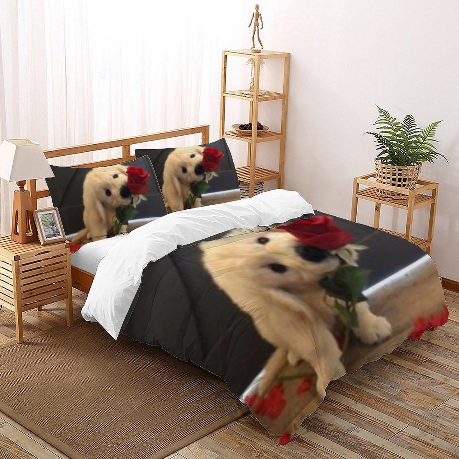 Housse de couette Super King chien chiot en microfibre 260x220cm