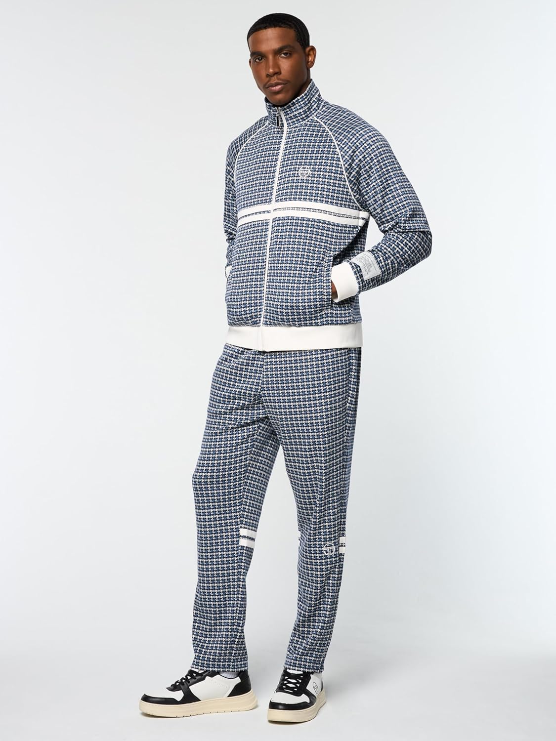 Sergio Tacchini Dallas Houndstooth Track Jacket - Maritime Blue - Image 3