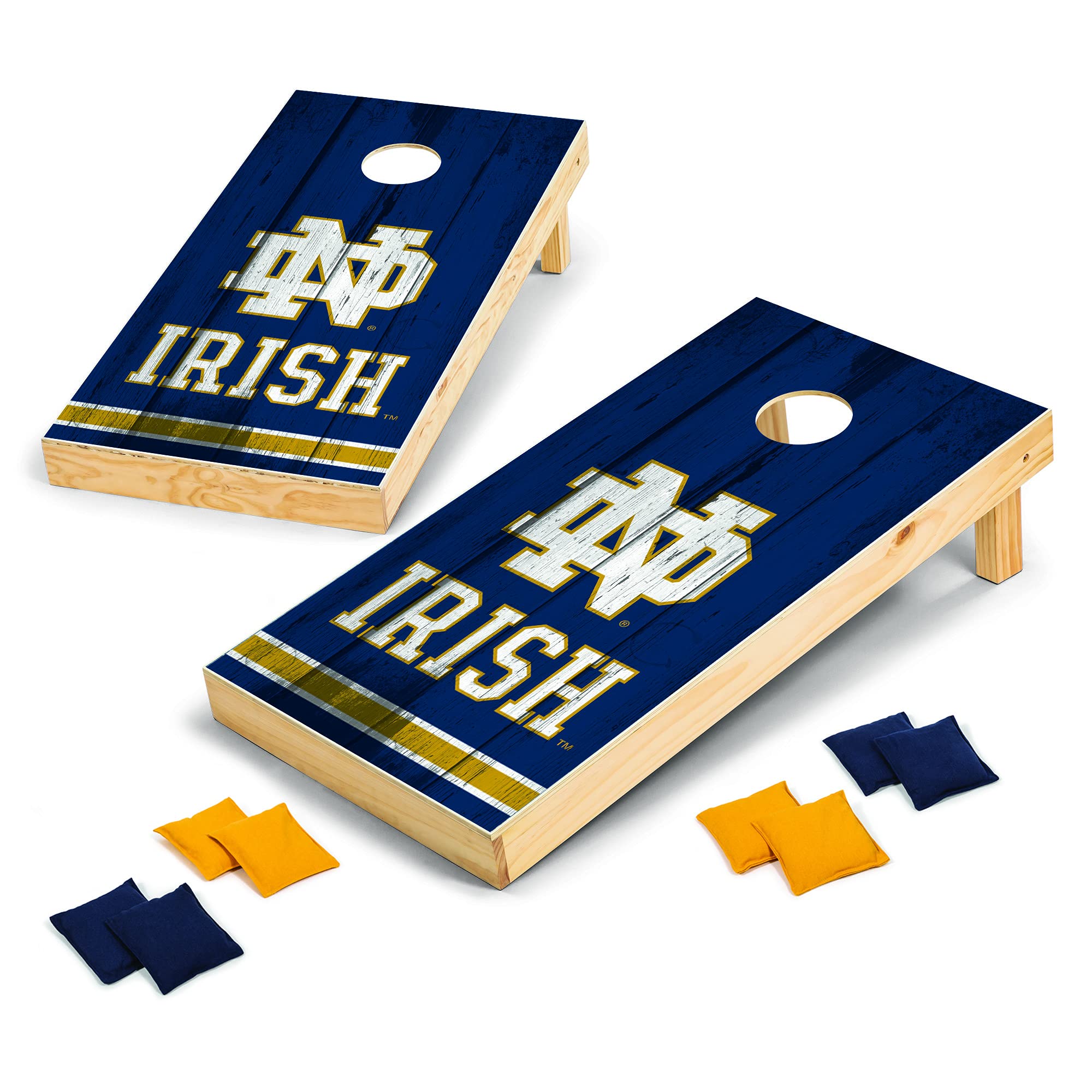 WILD SPORTS 2' x 4' Cornhole Set - Direct Printed - Vintage Wood - Notre Dame Fighting Irish