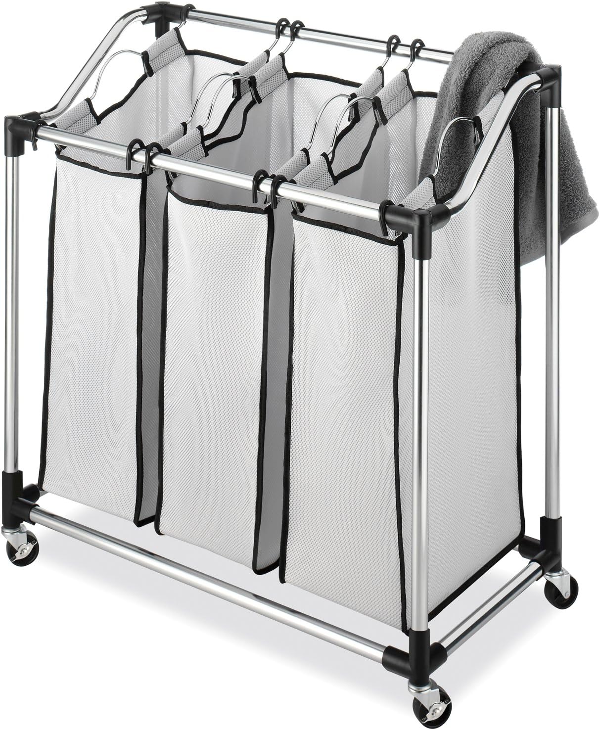 Chrome Laundry Sorter with Foam Mesh Bags