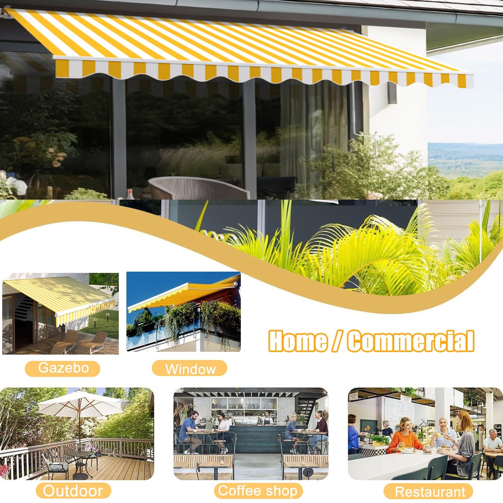 toile pour store banne Housse de rechange universelle pour auvents, camping-car, balcon, cour, terrasse, jardin, gazebo, tissu pare-soleil avec protection contre les UV et l'eau, couverture d'abri sup