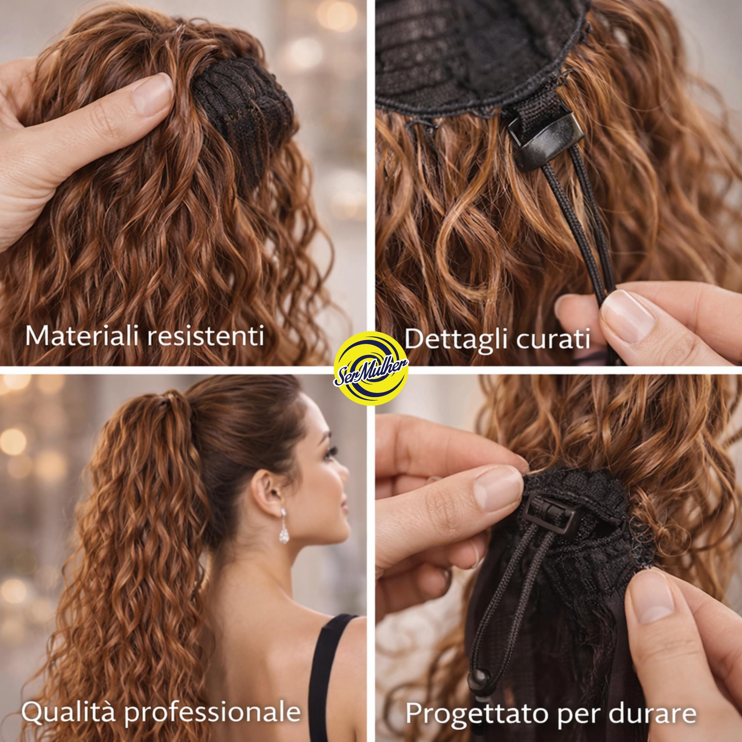JACY Coda Capelli Extension Riccia 70 cm Peso 146 g Termofibra Naturale Nera