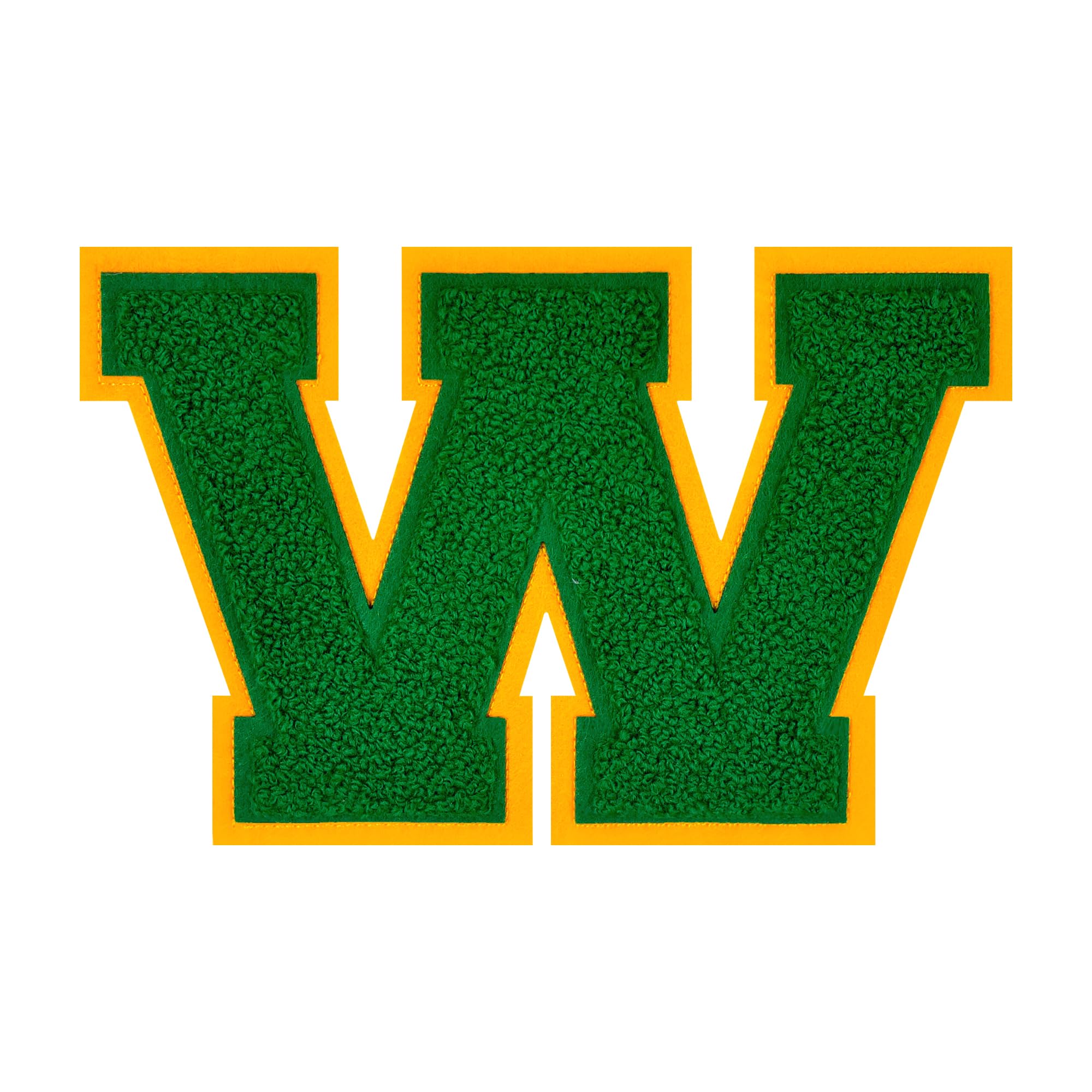 4.5” Iron on Letter Patches Green Chenille Letter Patches Large Varsity Letter Patches Letterman Jacket Patches for Clothes(W)