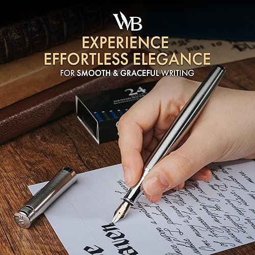 Miniatura 2 de Wordsworth & Black - Juego de pluma estilográfica, punta curvada, incluye 24 cartuchos de tinta y un cargador de tinta, caja de regalo, para hombres