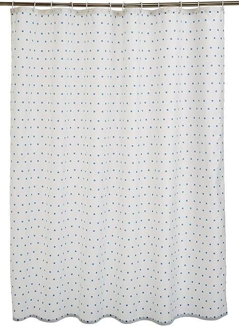 Amazon Basics Printed Fabric Shower Curtain,Blue Squares,180 x 200cm
