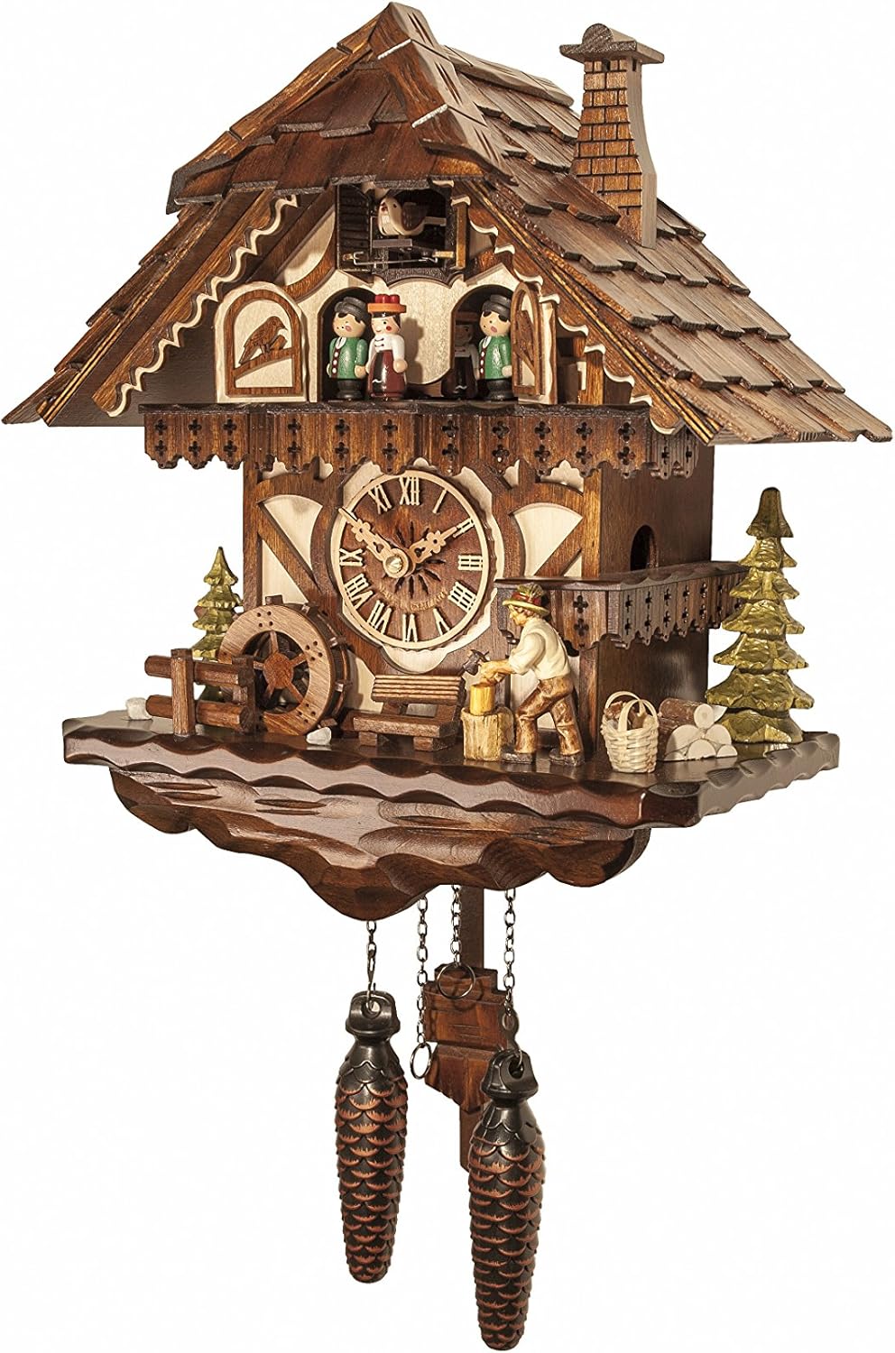 Engstler Quartz Cuckoo Clock Black Forest House with Music and Dancers EN 4671 QMT
