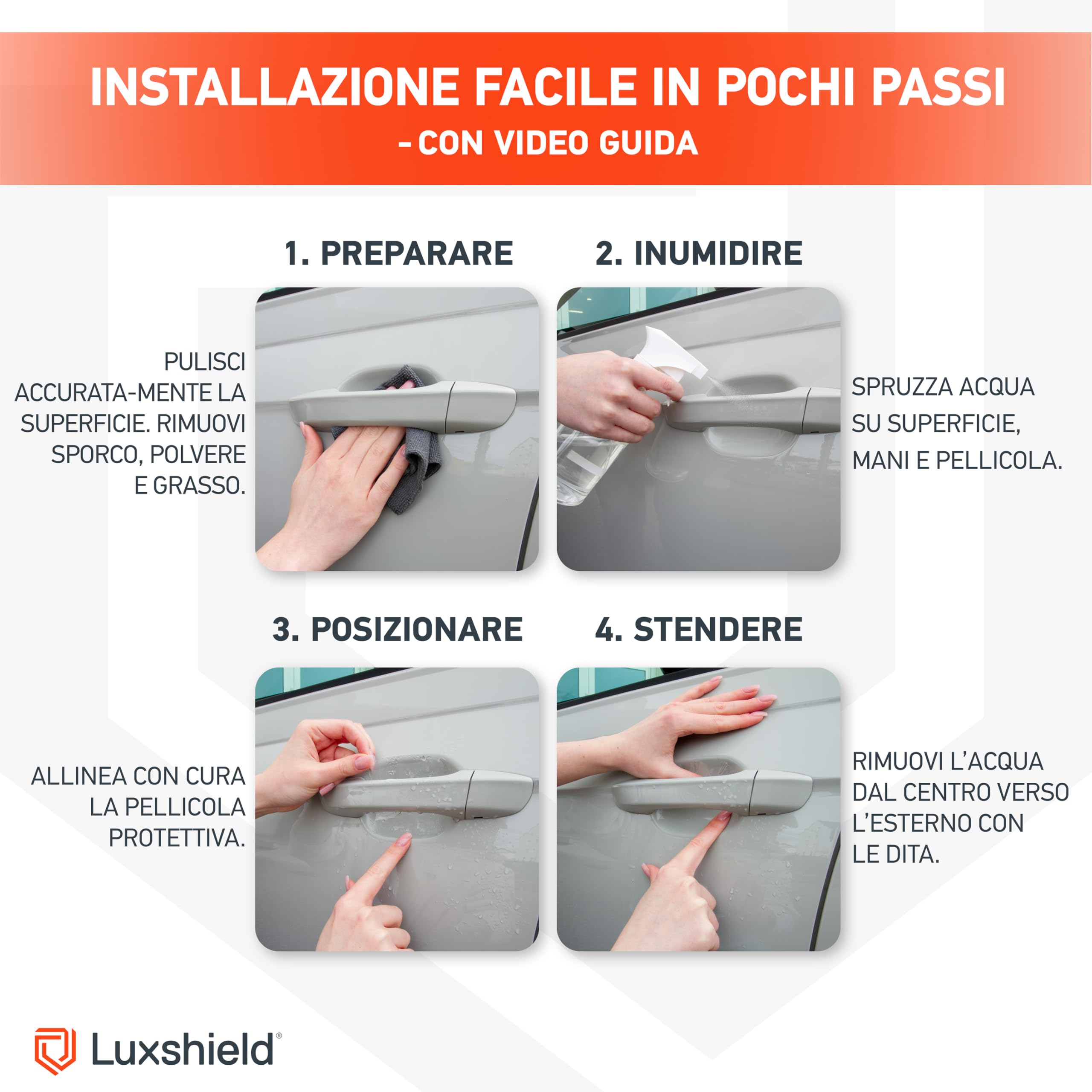 Luxshield Pellicola Protettiva Maniglia della Portiera Auto per BMW Serie 1 2 (II) F20/F21 I 2011-2019 - Protezione Antigraffio, Vernice - Trasparente