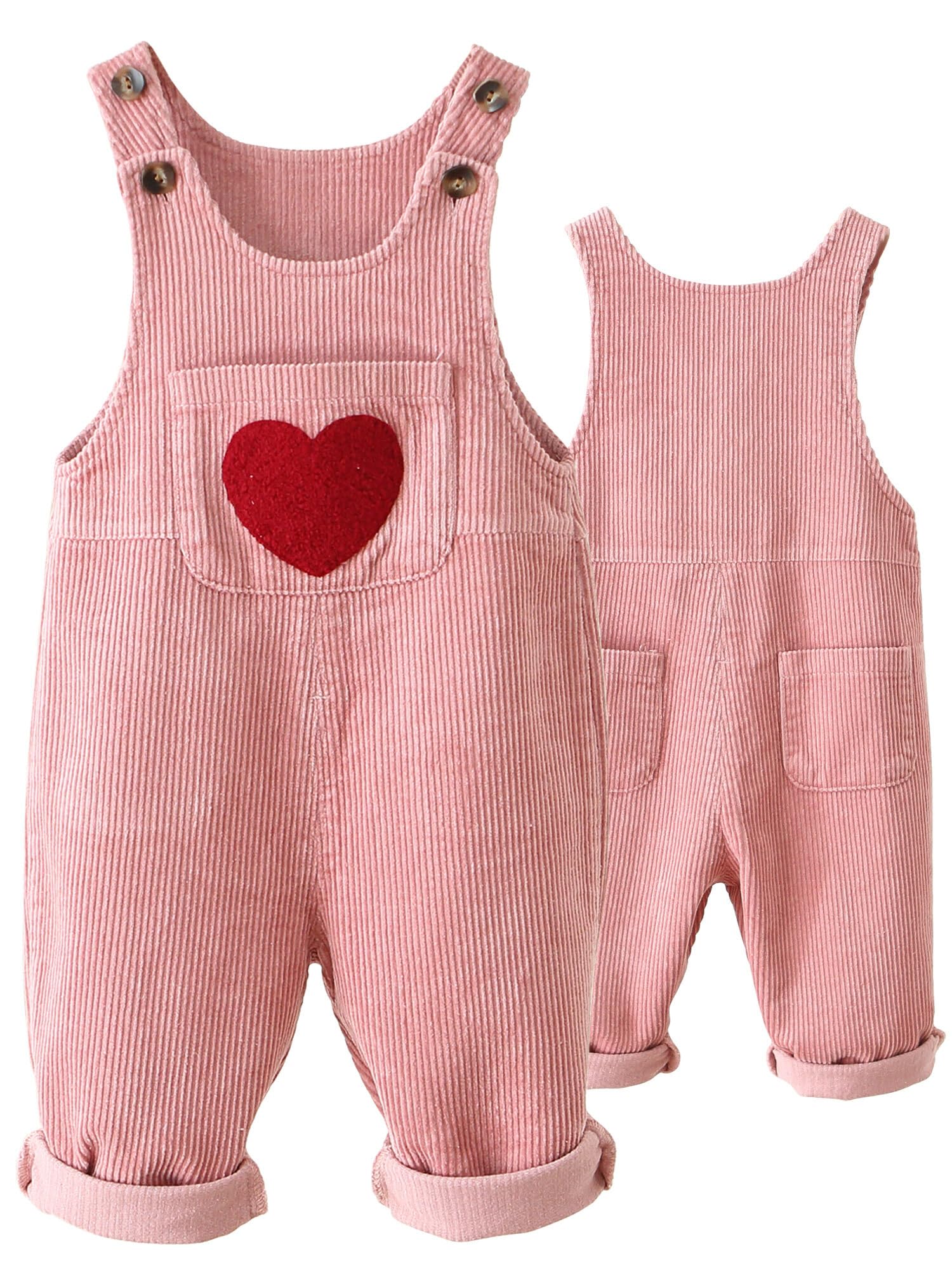 Happy Cherry Salopette Bébé en Velours Côtelé Combinaison Pantalon Tout-petit Garçon Fille Pantalon à Bretelle Décontracté avec Poches Mignonnes