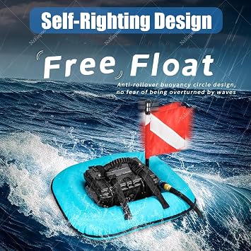 Scuba Tank Tankless Scuba Diving System, Dive Portable Lungs, Portable Rechargeable Underwater Breathing Device, Waterproof Air Compressor Blue-2Battery