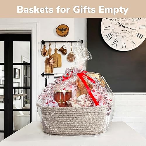 Miniatura 57 de CHICVITA Cesta de almacenamiento pequeña para regalos vacía, bonita canasta decorativa para sala de estar, cesta de regalo de bebé para guardería